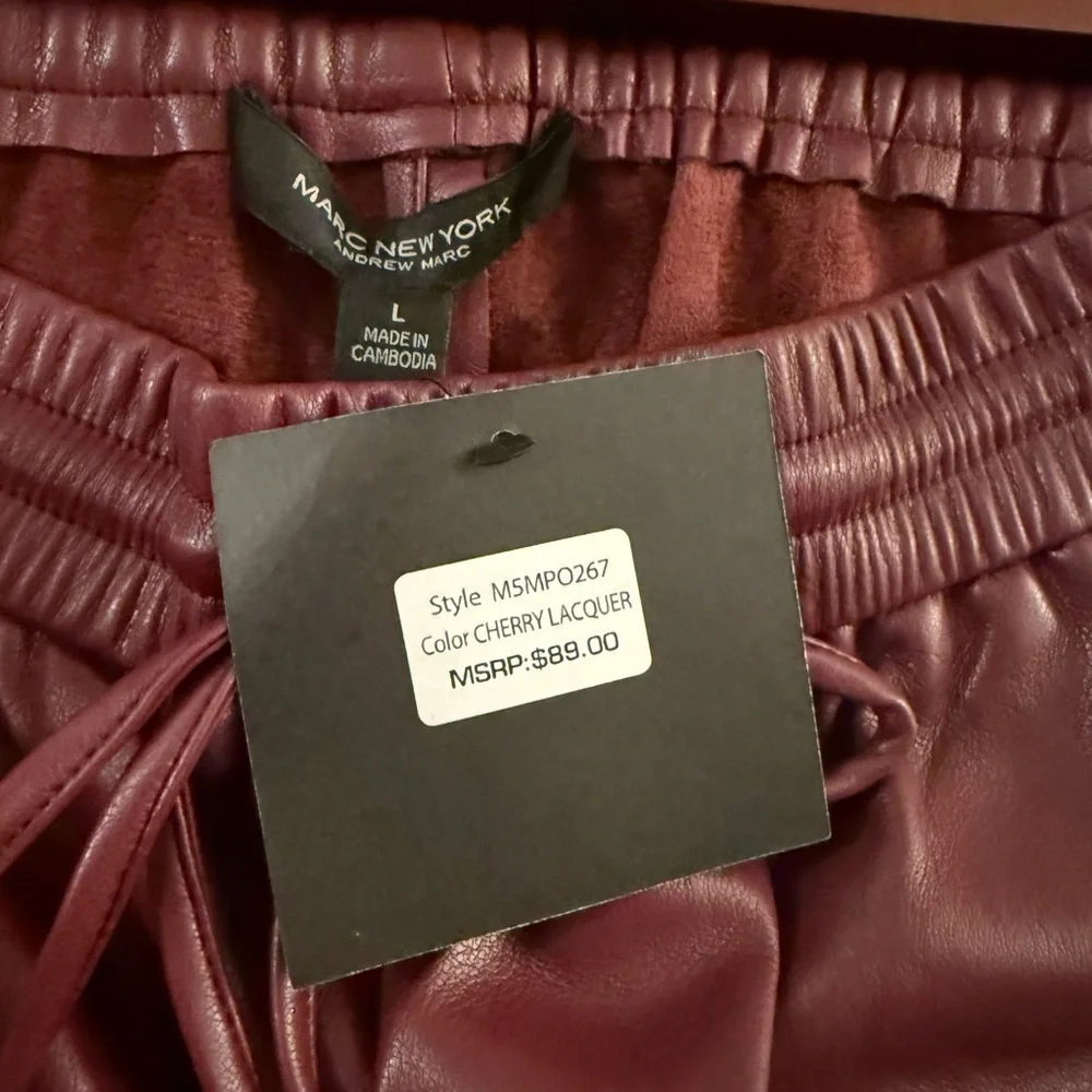 Marc New‎ York Cherry Lacquer Faux Leather Joggers